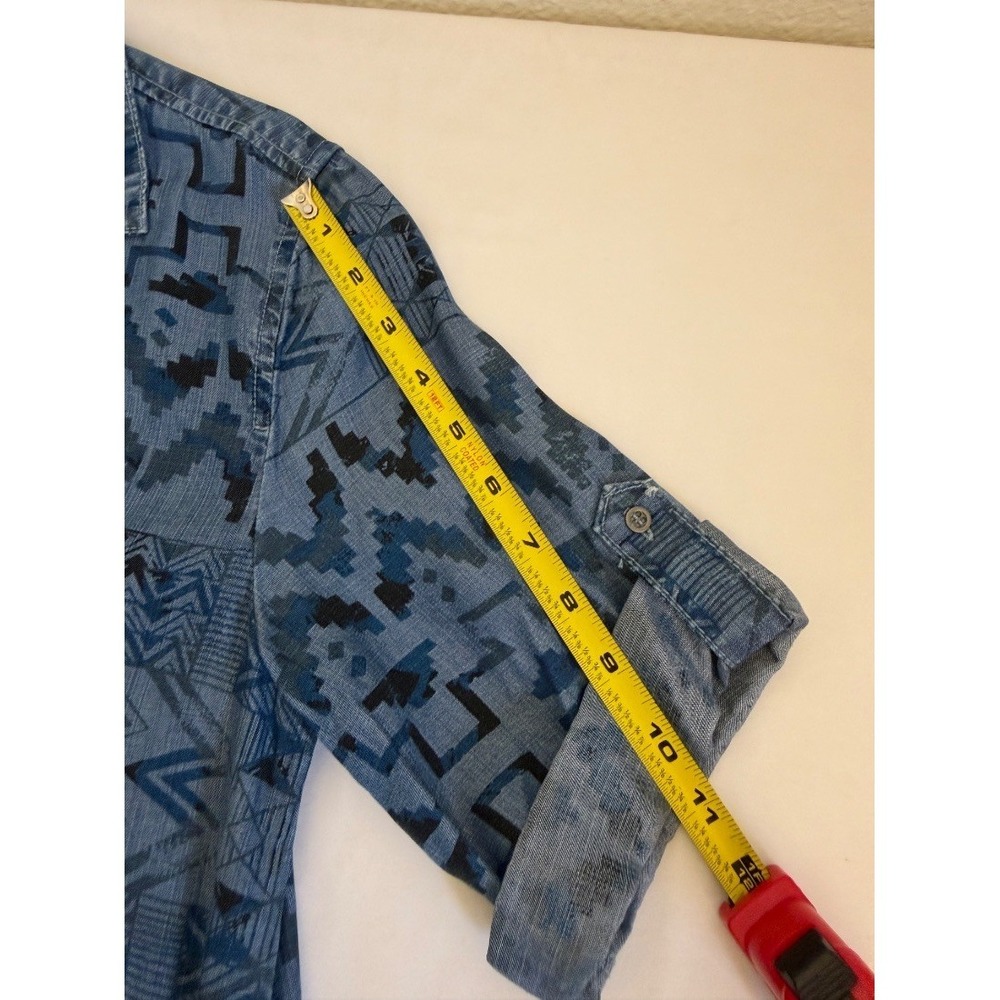 Philosophy Womens Aztec Print Chambray Shirt Dressβ Tencel Blue Size S - Picture 14 of 14